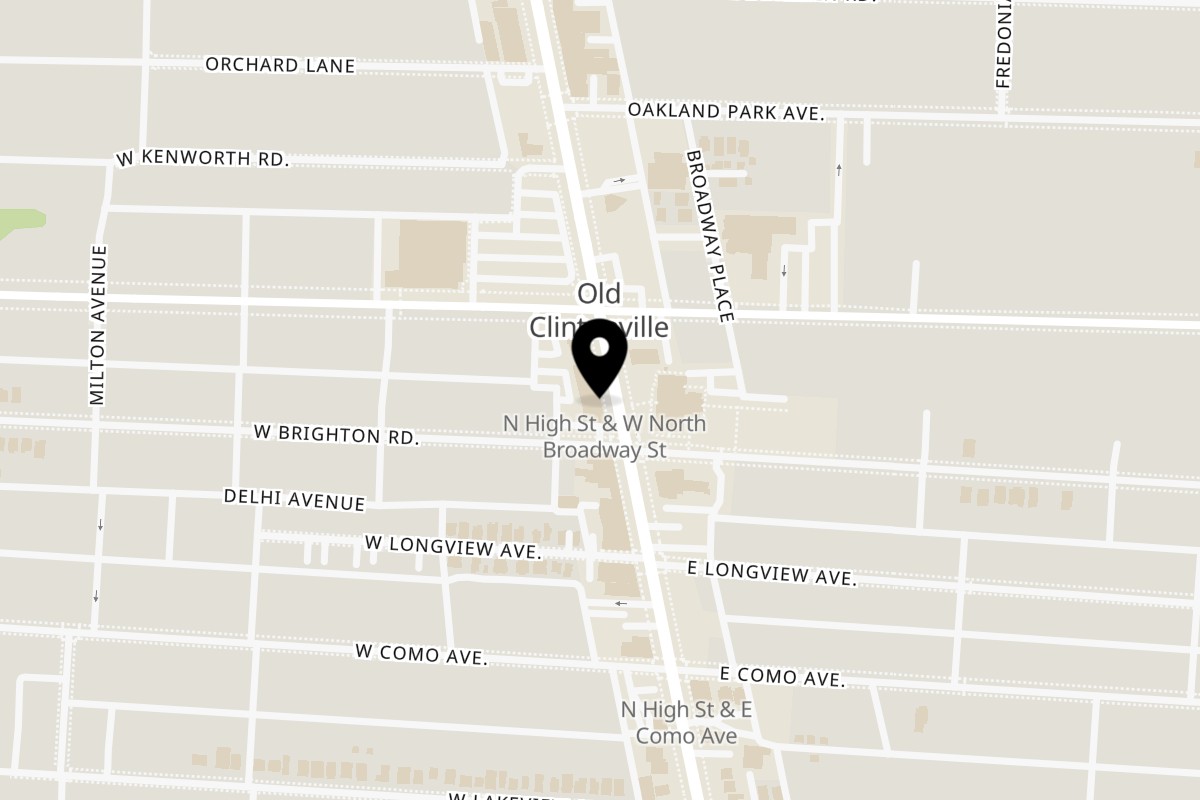 Map showing the location of Food Street Columbus on 3373 N High St in Columbus